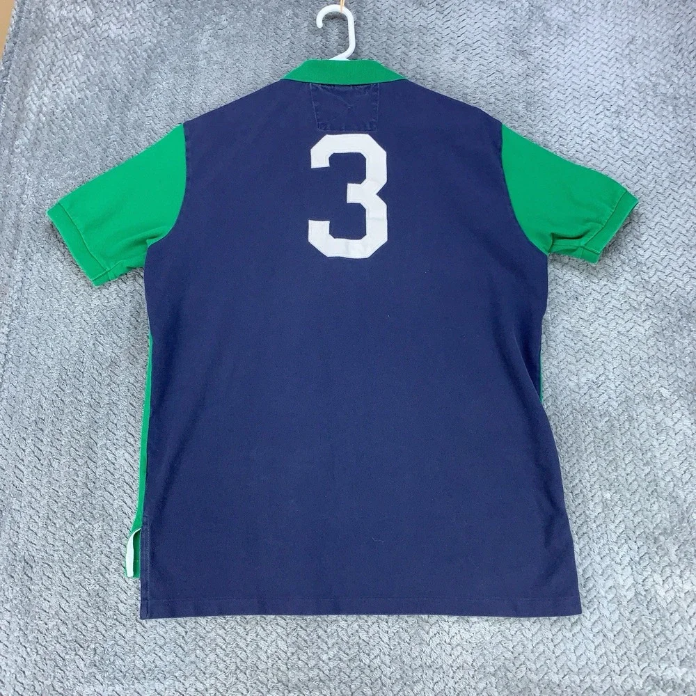 Polo Ralph Lauren Shirt Men's XL Green Blue Mercer RL Polo Team Big Pony VTG *